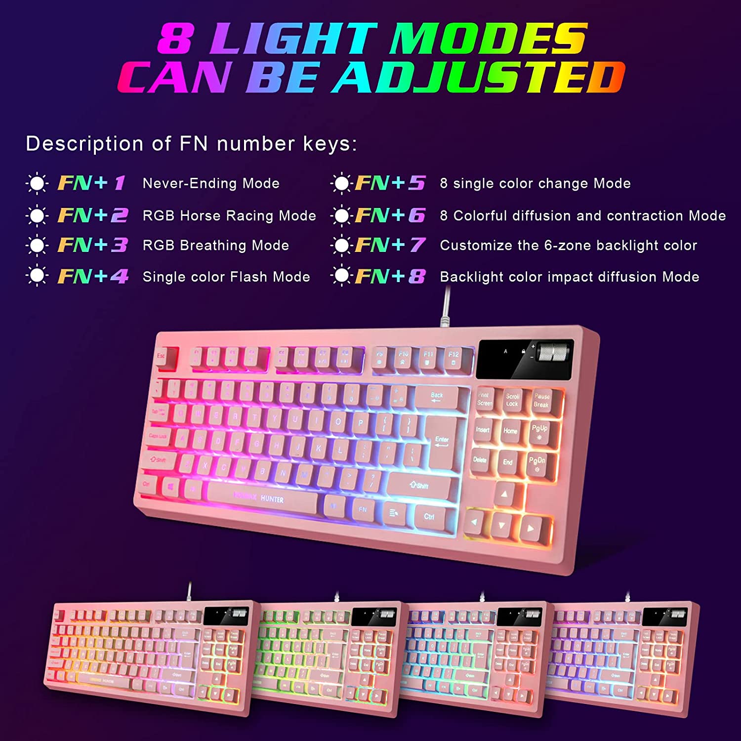 Combo Teclado y Mouse Gaming PINK