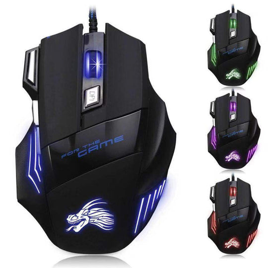 Gaming Mouse 7 Button USB Wired LED Breathing Fire Button 3200 DPI Laptop PC - E Store